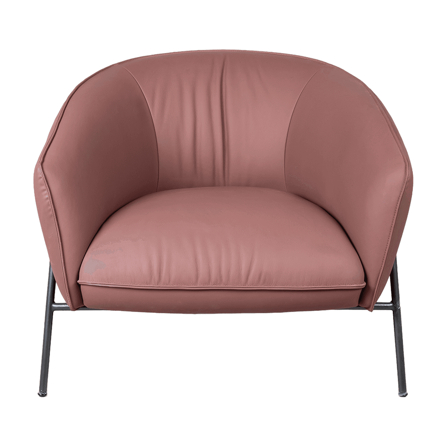 Cognac Leather Barrel Chair — view 3.