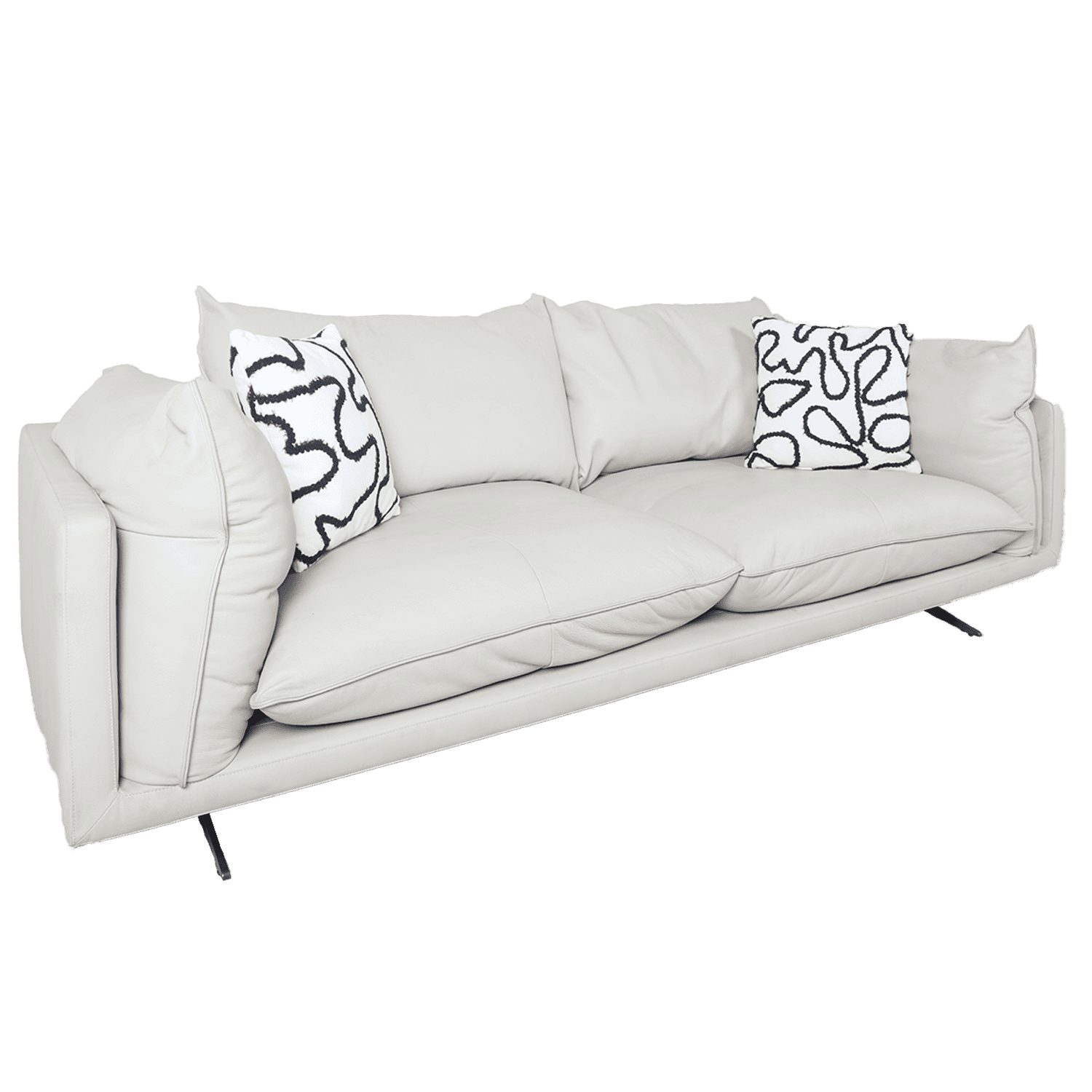 Cream Fabric 3-Seater Sofa — view 3.