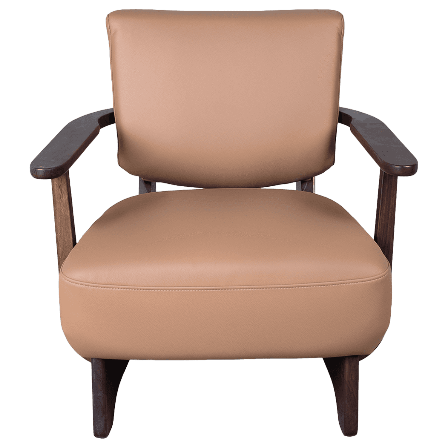 Wood-Frame Leather Lounge Chair — view 3.