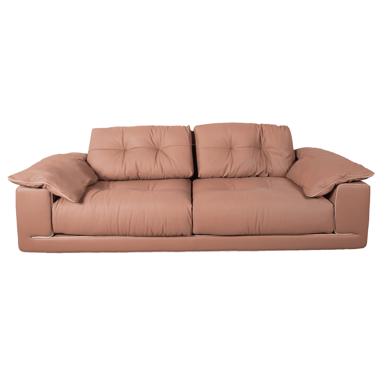 Cognac Leather 3-Seater Sofa — view 3.