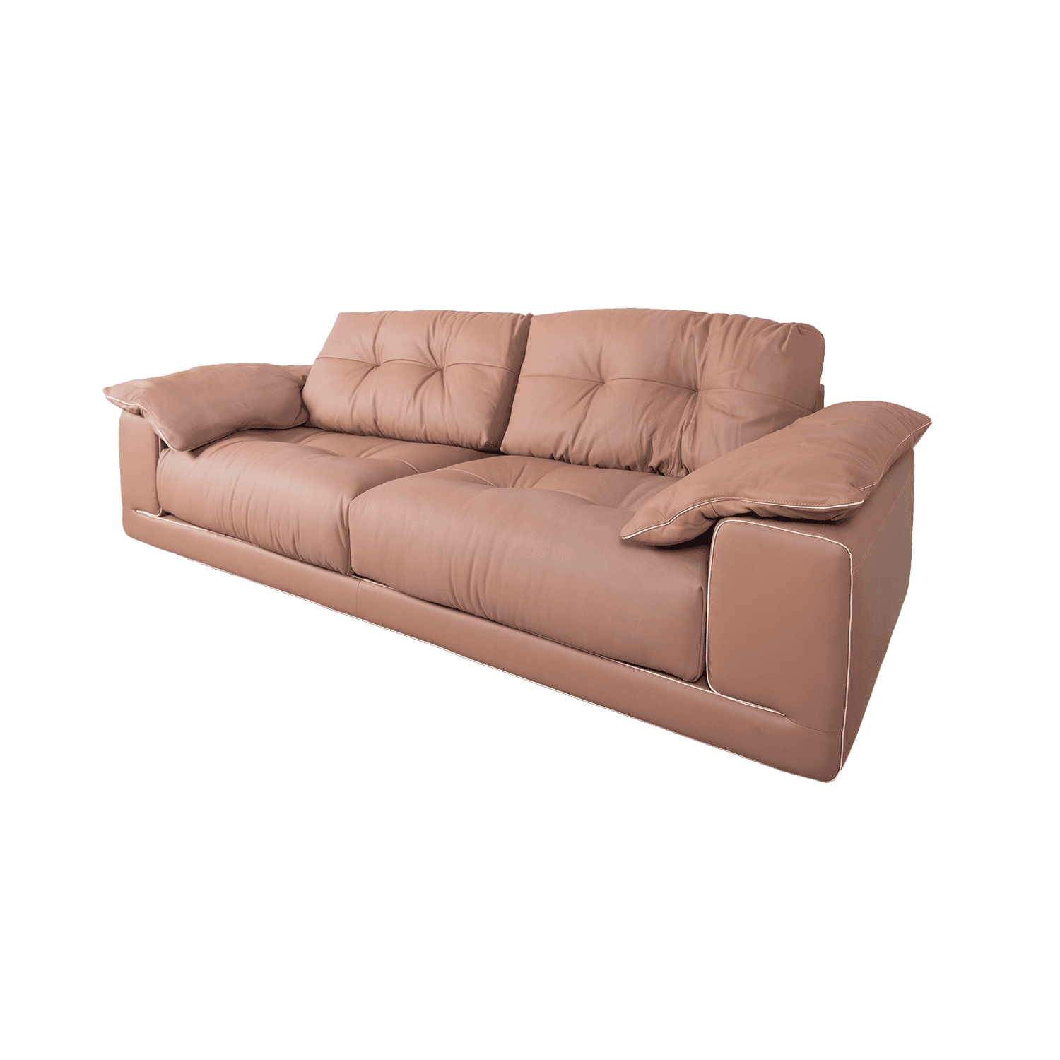 Cognac Leather 3-Seater Sofa — view 1.