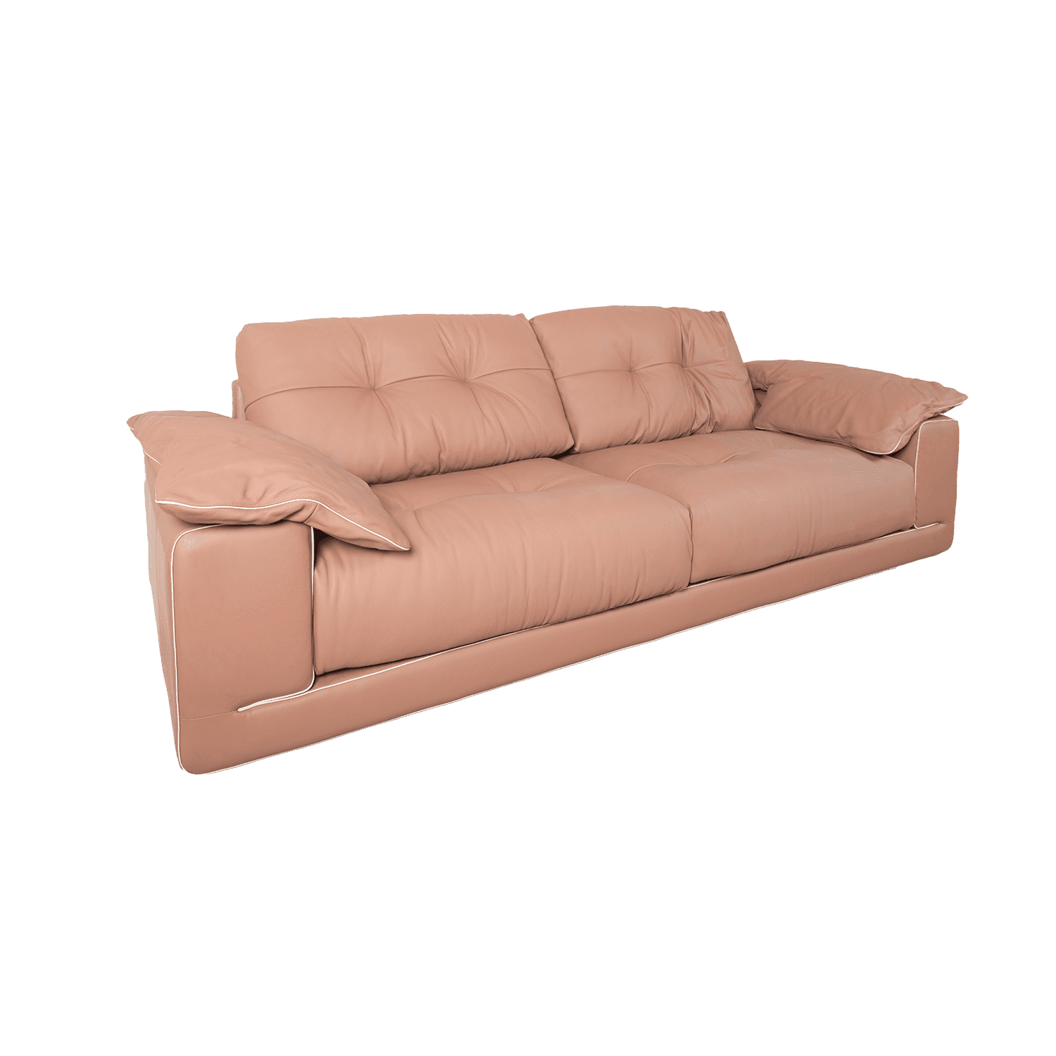 Cognac Leather 3-Seater Sofa — view 2.