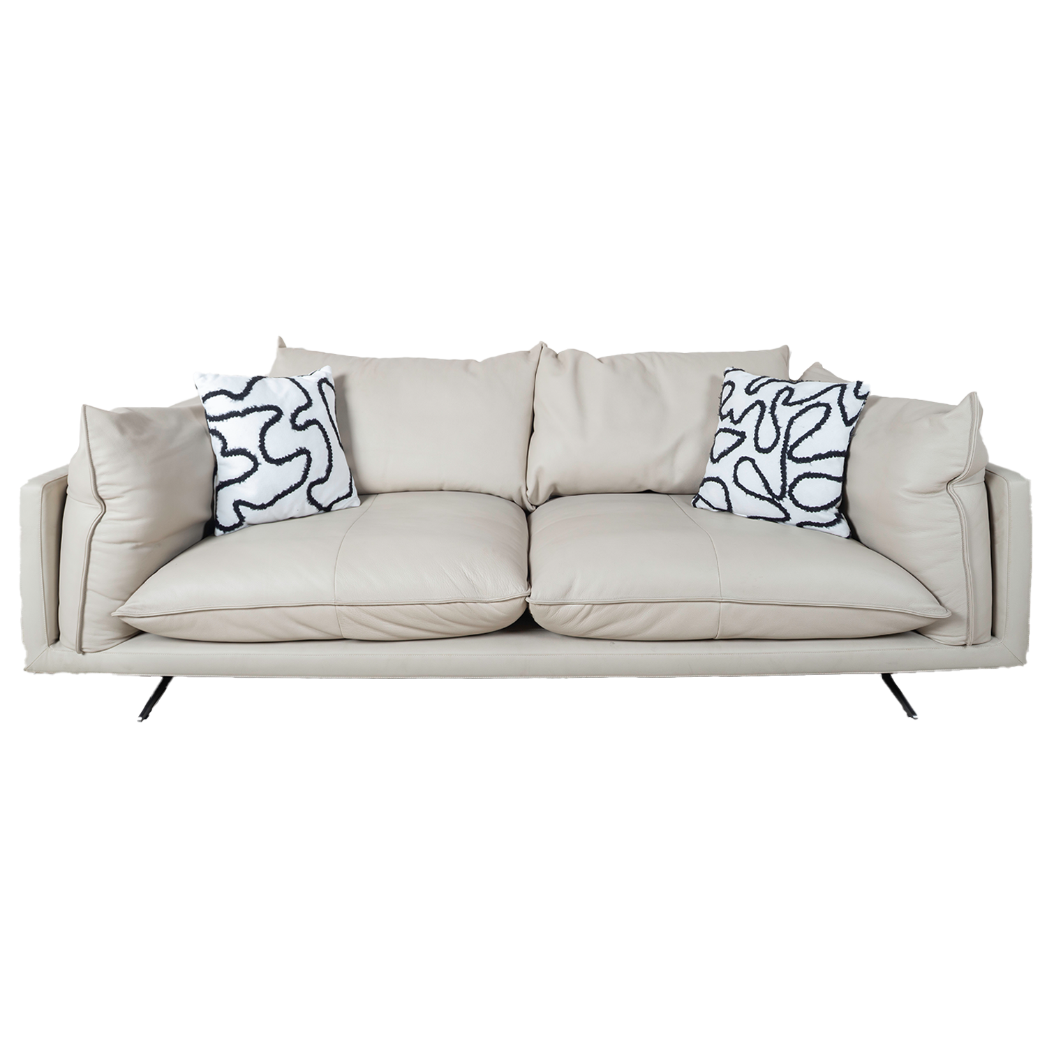 Cream Fabric 3-Seater Sofa — view 2.