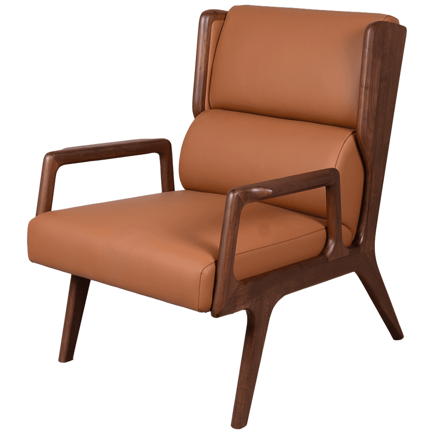 Wood-Frame Leather Accent Chair — view 1.