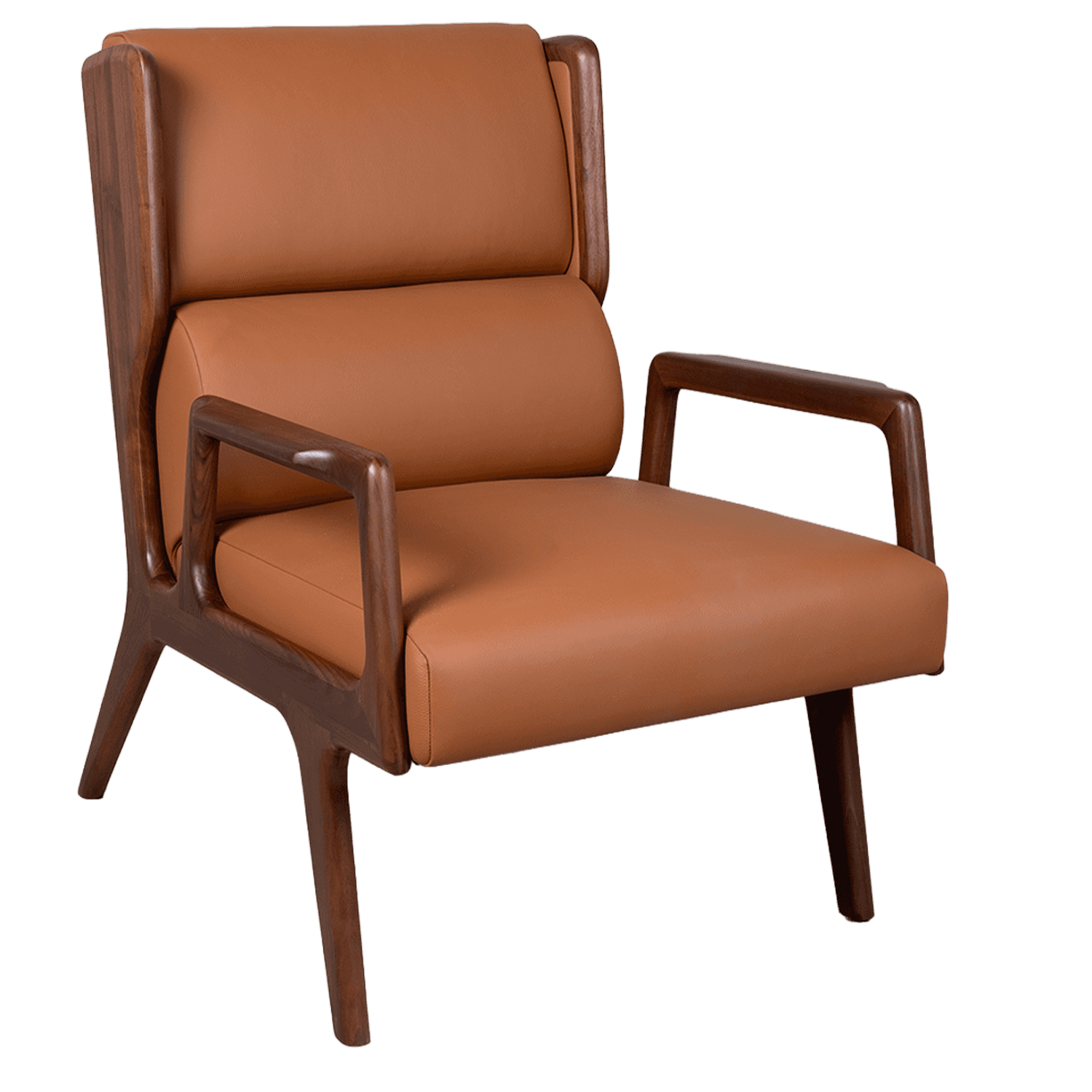Wood-Frame Leather Accent Chair — view 2.