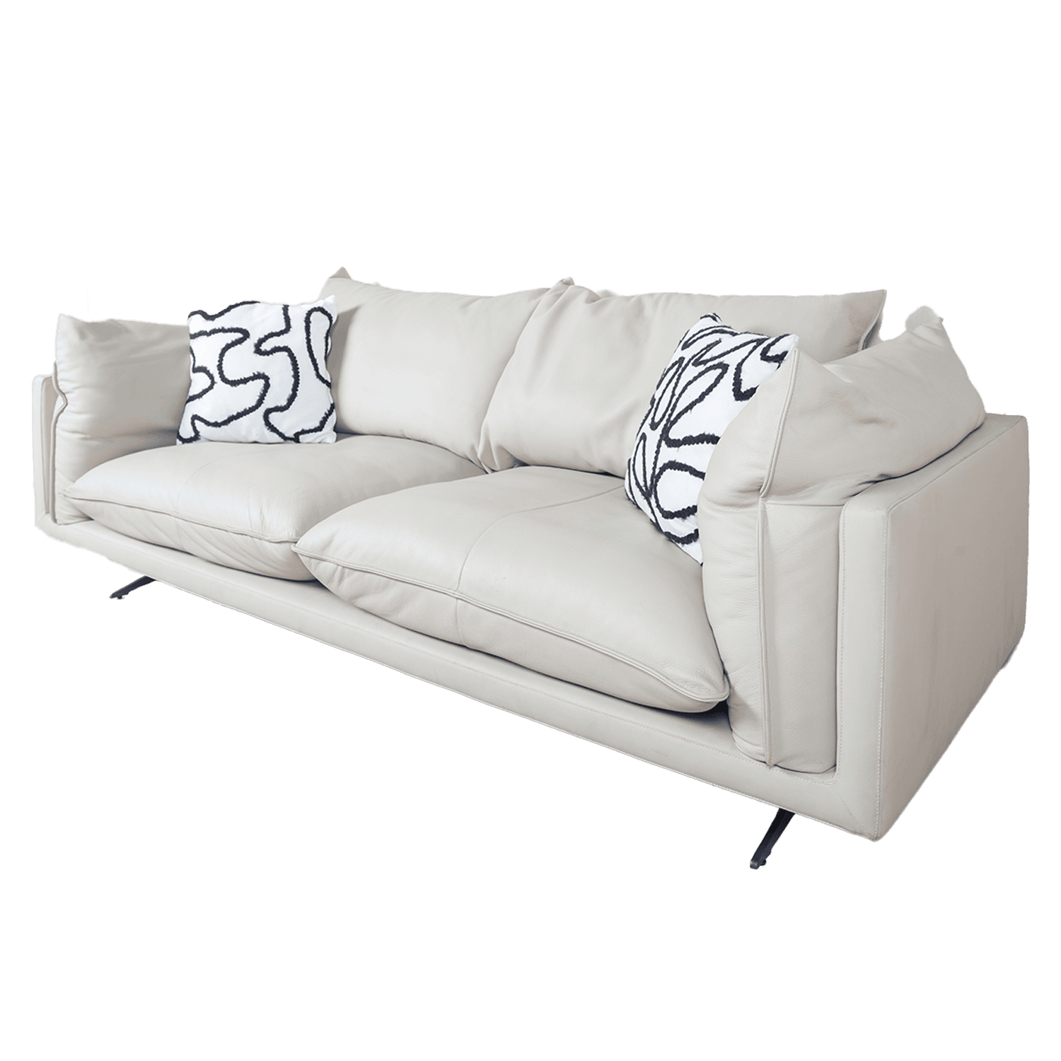 Cream Fabric 3-Seater Sofa — Sofa.
