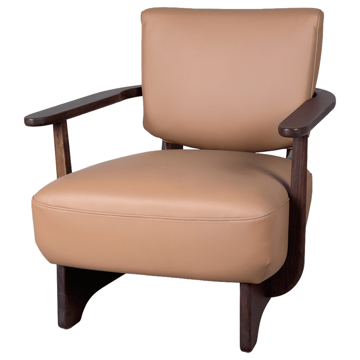 Wood-Frame Leather Lounge Chair — Lounge chair.