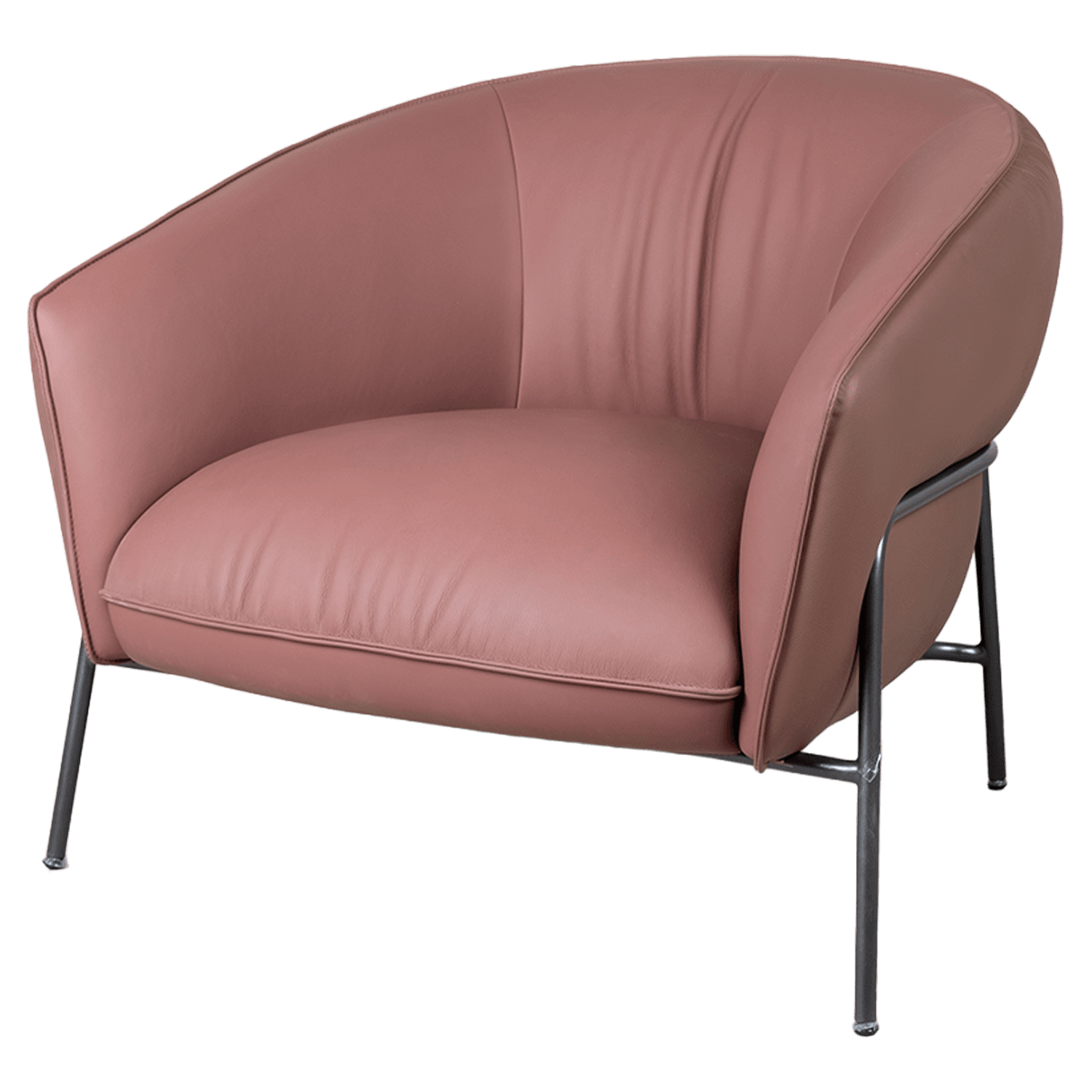 Cognac Leather Barrel Chair — Lounge chair.