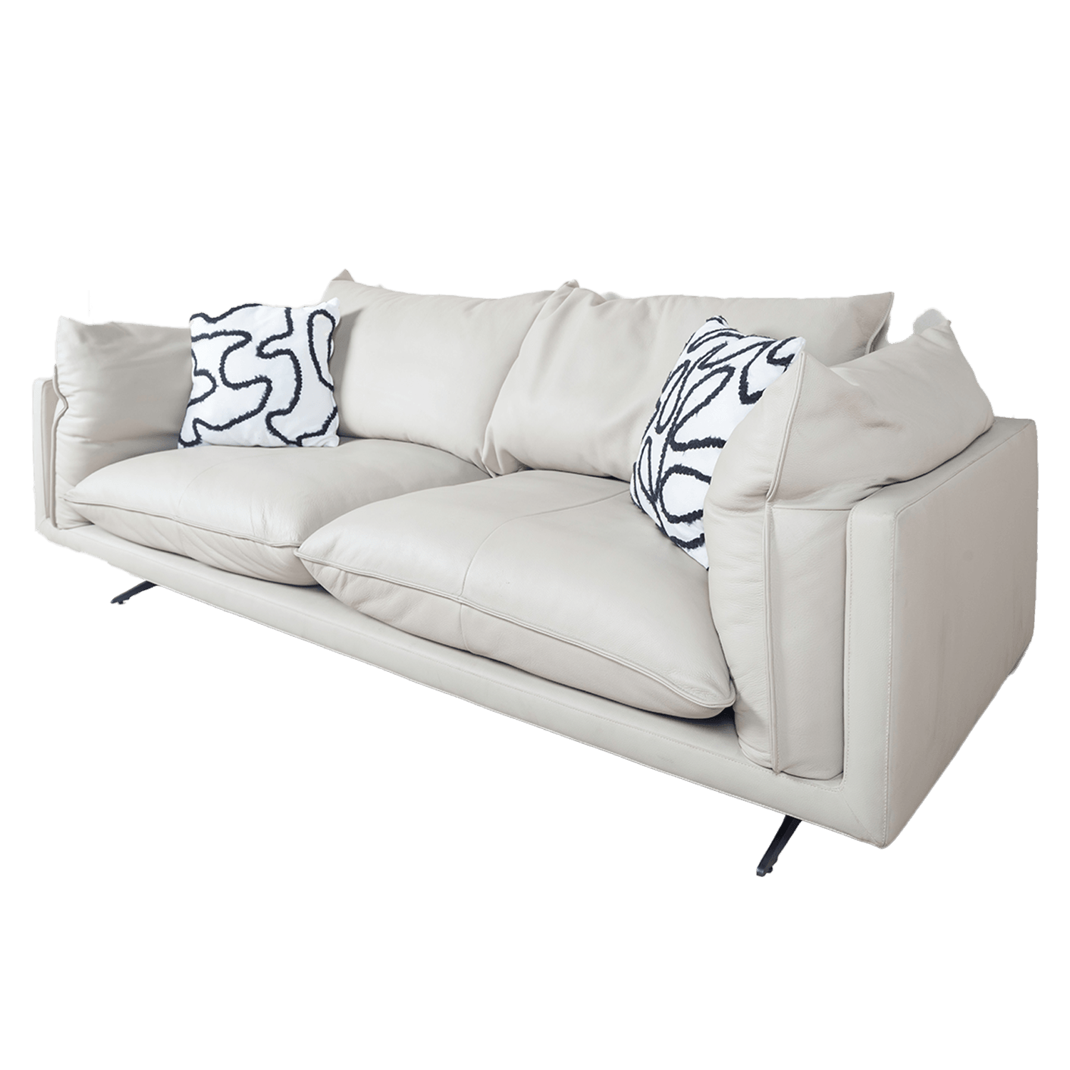 Cream Fabric 3-Seater Sofa — Sofa.