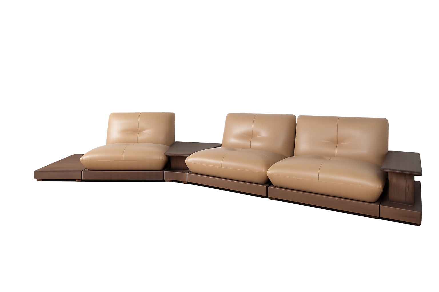 Wood-Armrest Sofa with Side & Coffee Tables — Sofa.